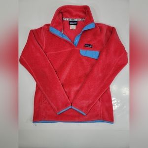Patagonia Retool Polartec Snap T Pullover Fleece Sweater Womens M Coral Pink